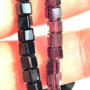 Lot of Purple Amethyst Glass Cube Beads 853